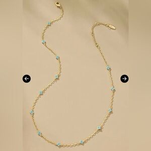 NWT- ANTHROPOLOGIE 
Tiny Clover Chain Necklace - Light Denim